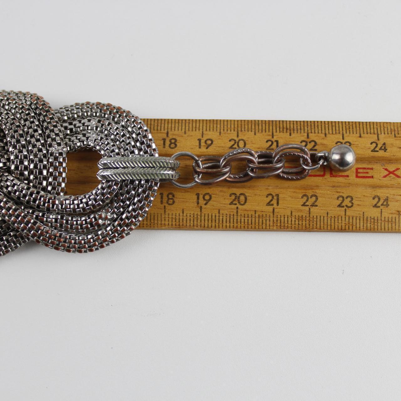 Woven Metal Bracelet - Silver-Tone - Intricate Design - Stat