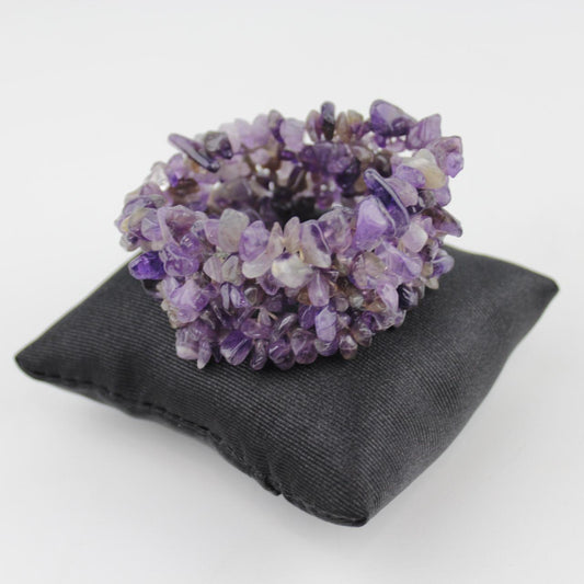 Amethyst Stone Bracelet Tumbled Purple Crystals Stretch Jewe