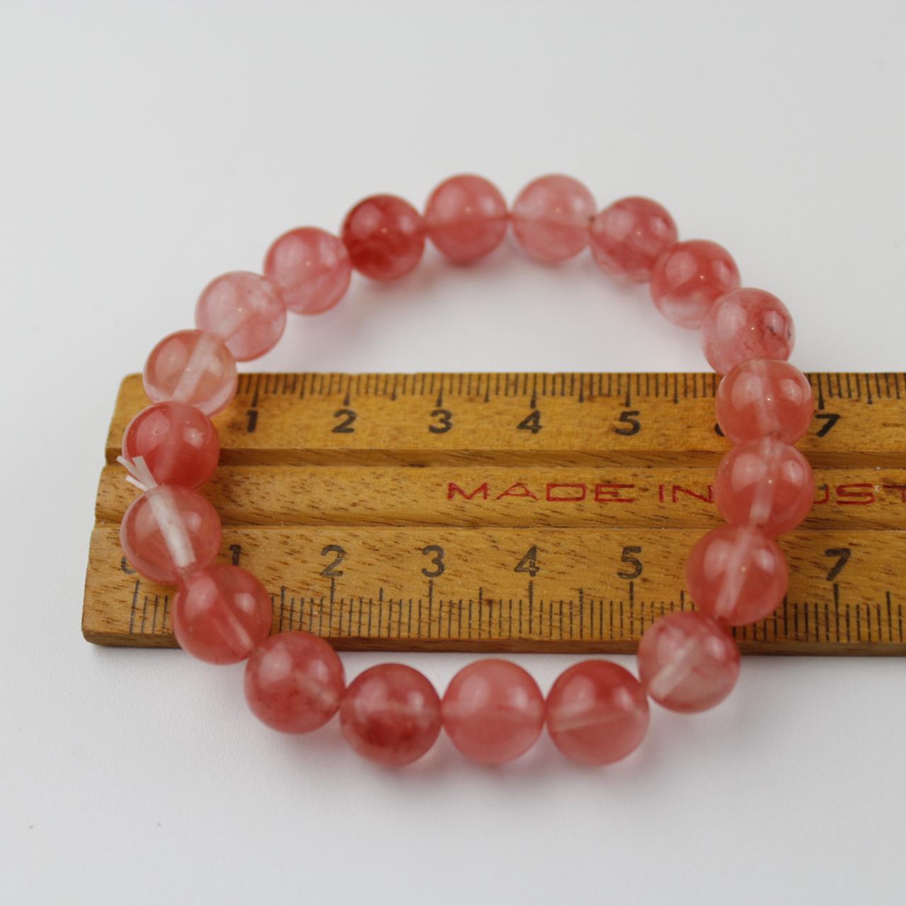 Charming Rose Quartz Stretch Bead Bracelet - Soft Pink Heali