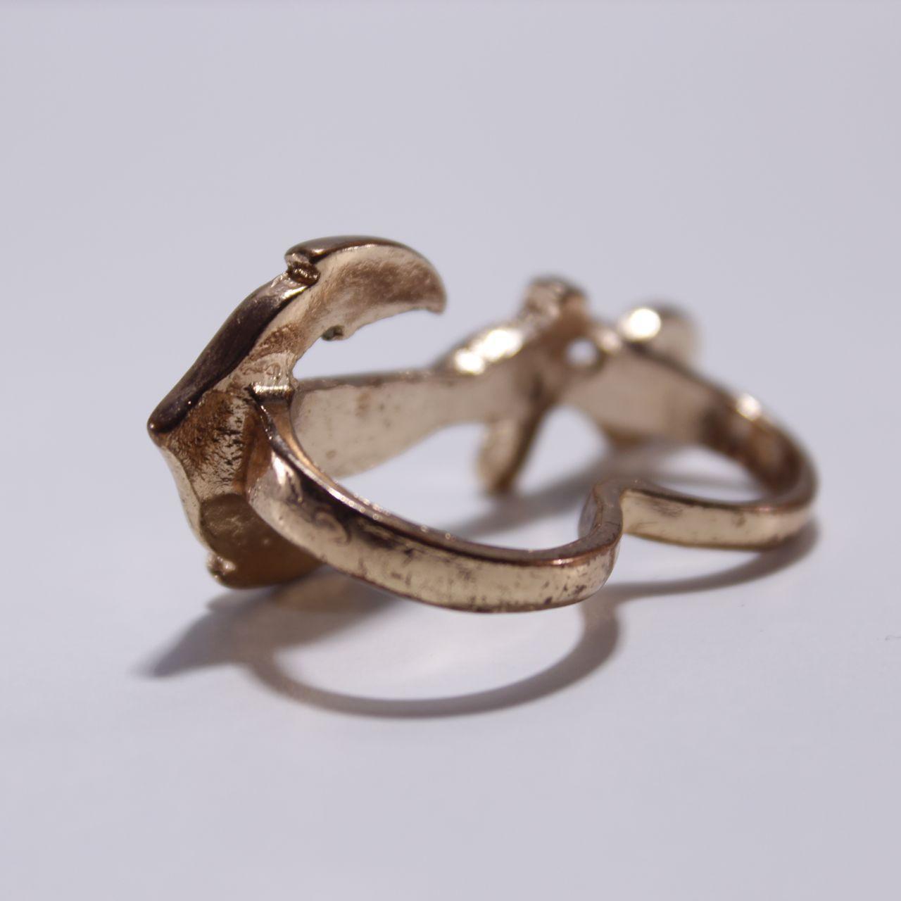 Gold Tone Nautical Anchor Wrap Ring Adjustable Marine Ship