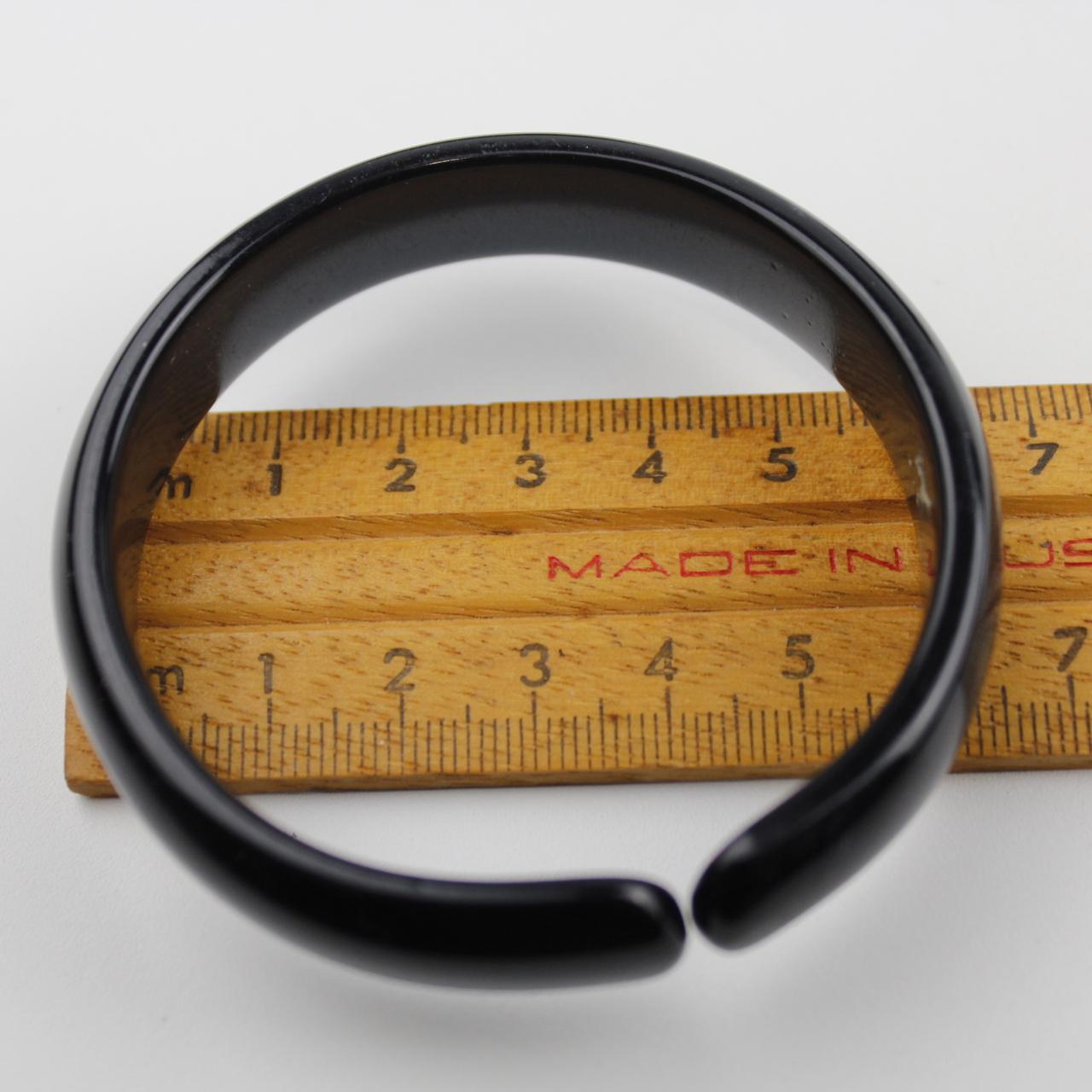 Black Glossy Bangle Bracelet Adjustable Gap Minimalist Jewel