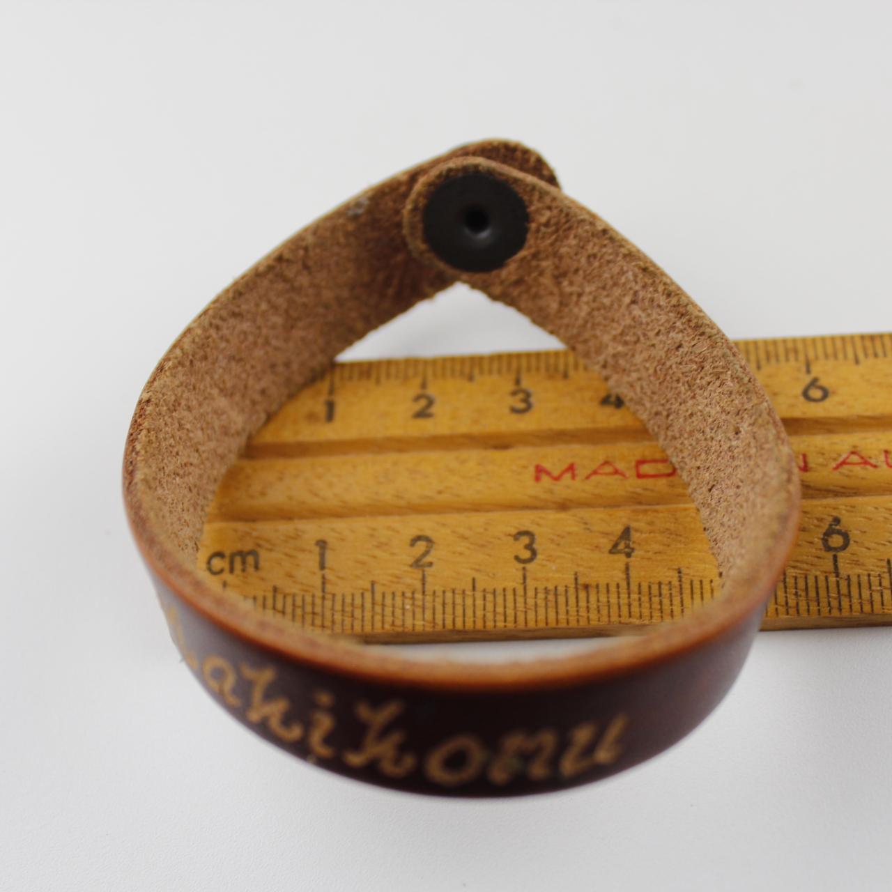 Handcrafted Leather Bracelet Brown Cuff Jewelry Good pre-lo