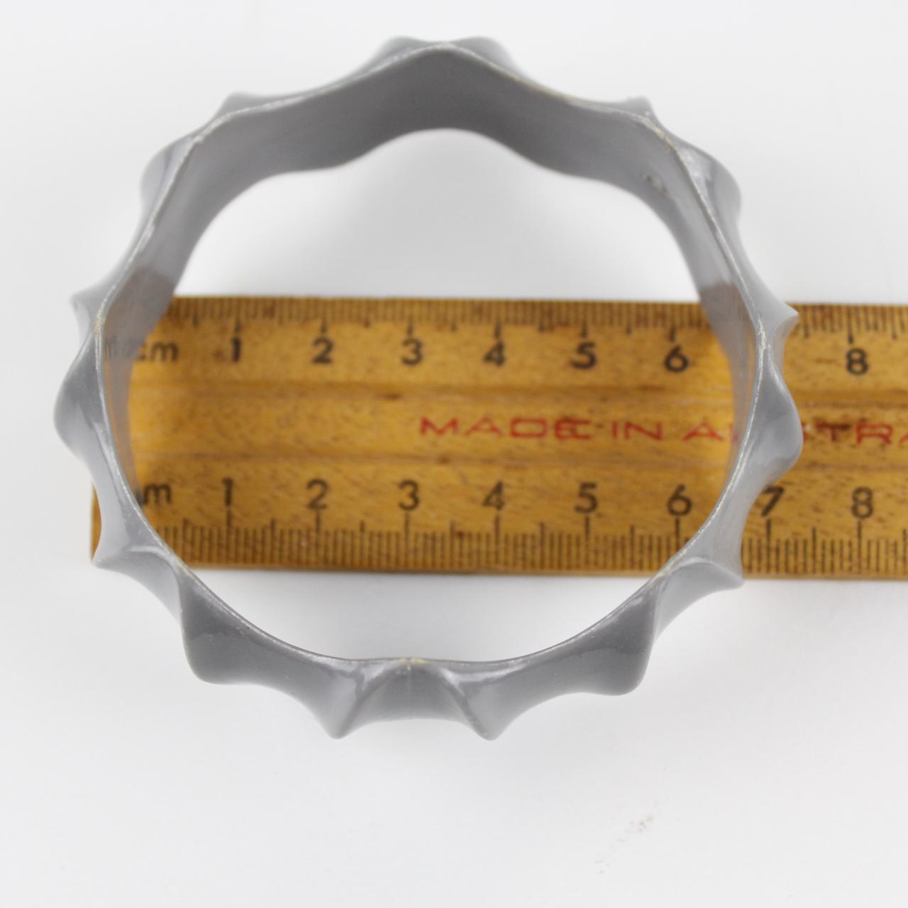 Sculptural Bangle Bracelet - Gray Resin - Textured Design -