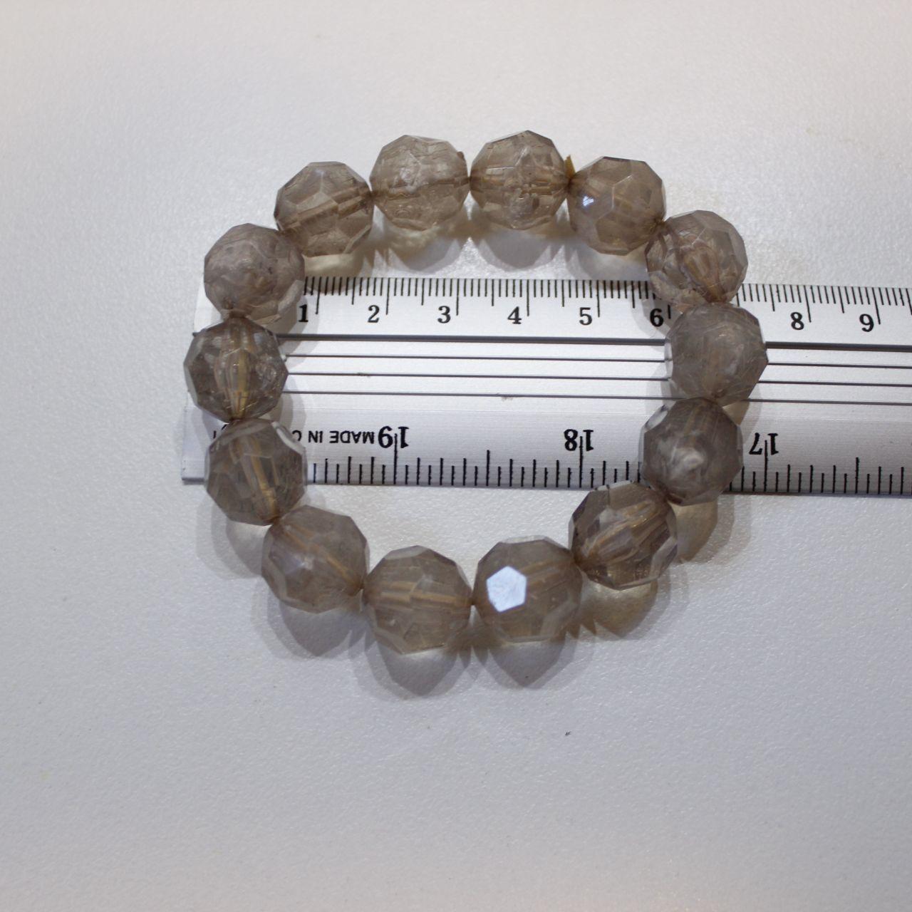 Faceted Clear Bead Stretch Bracelet Crystal Look Chunky Stat