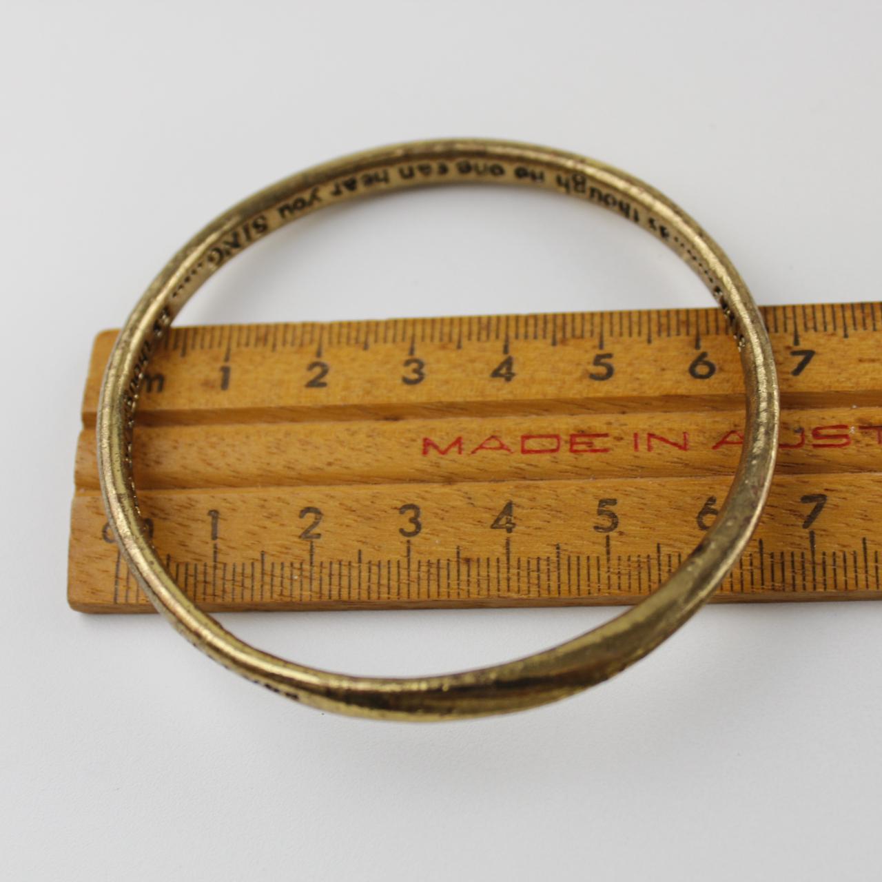 Gold Tone Bangle Bracelet with Inscription Quote Good pre-l