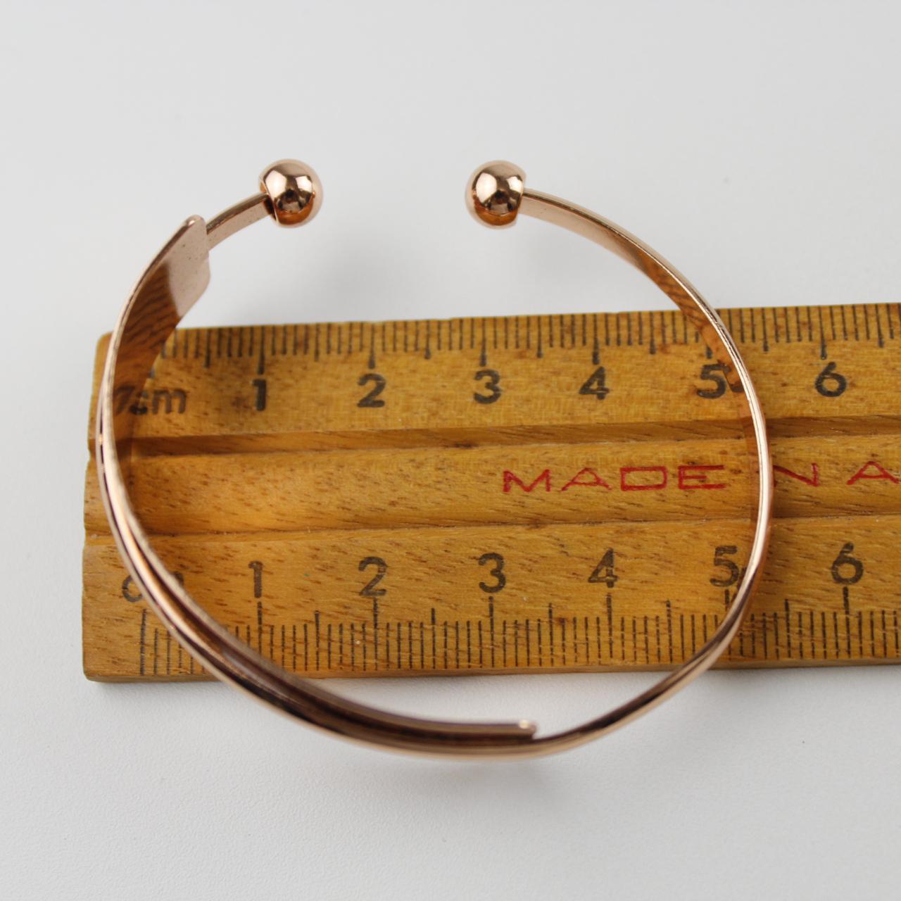 Rose Gold Tone Cuff Bracelet - Minimalist Design - Ball Tip