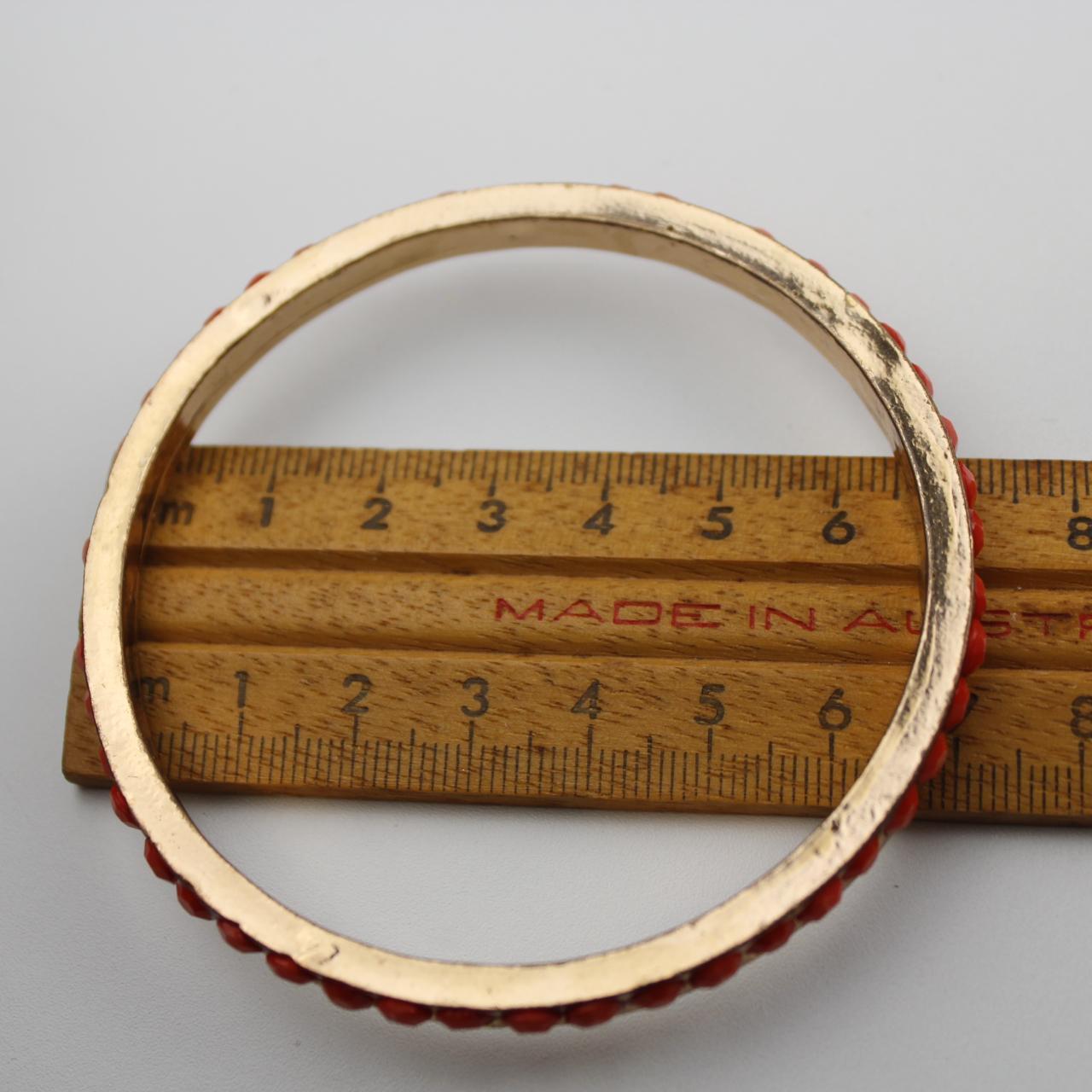 Gold Bangle Bracelet with Red Stones Elegant Jewelry Fashion