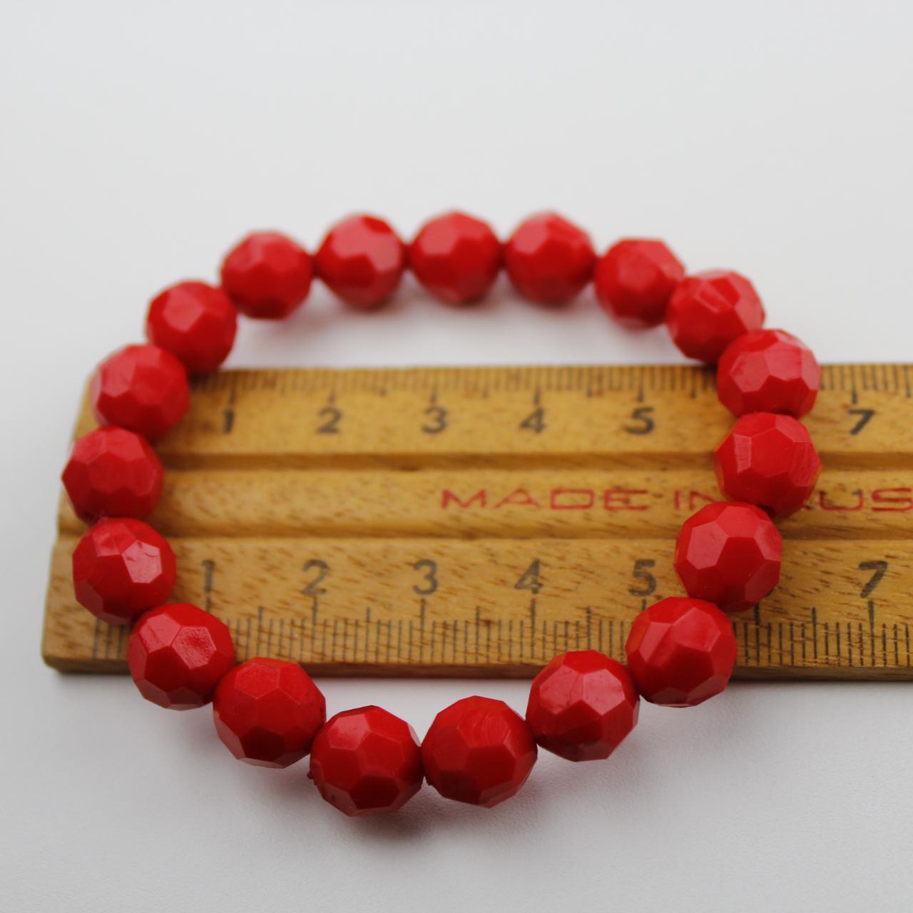 Red Faceted Bead Stretch Bracelet Glass Resin Jewelry Fashio