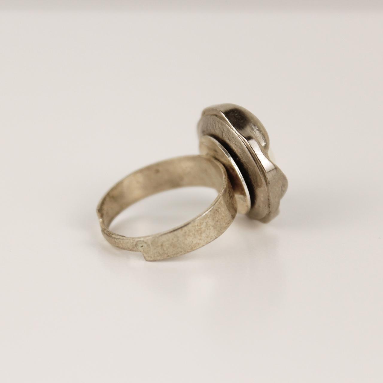 Vintage Silver Tone Ring Sculptural Chunky Statement Cocktail Adjustable Band G