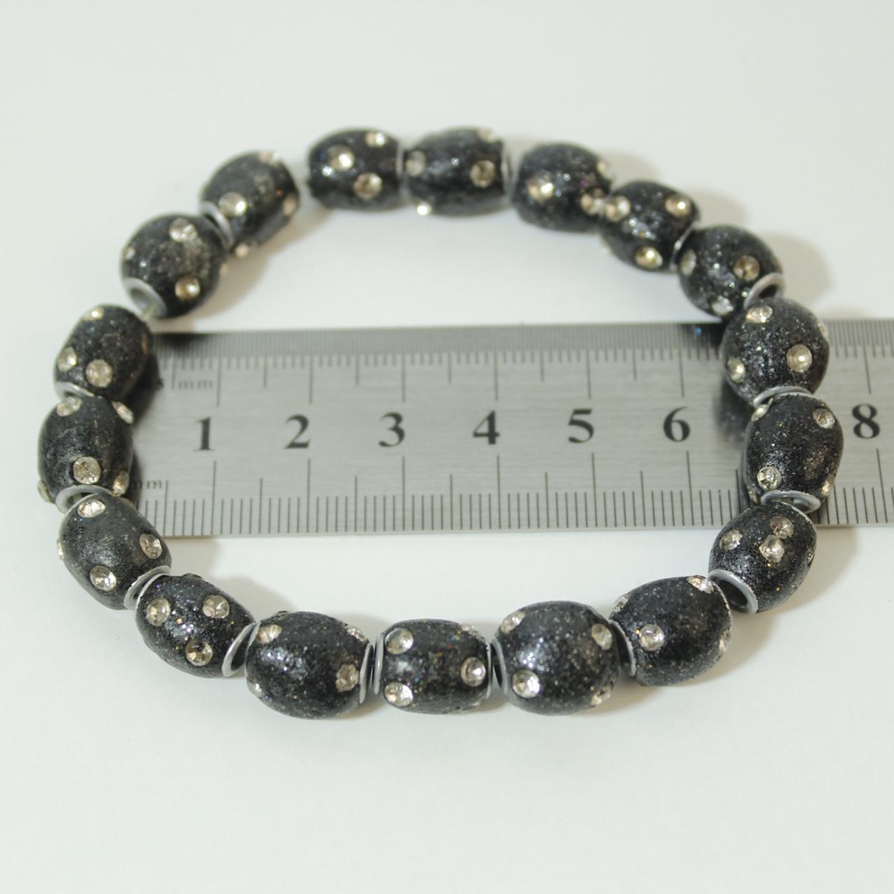 Bead Bracelet Natural Black Stretch Bracelet