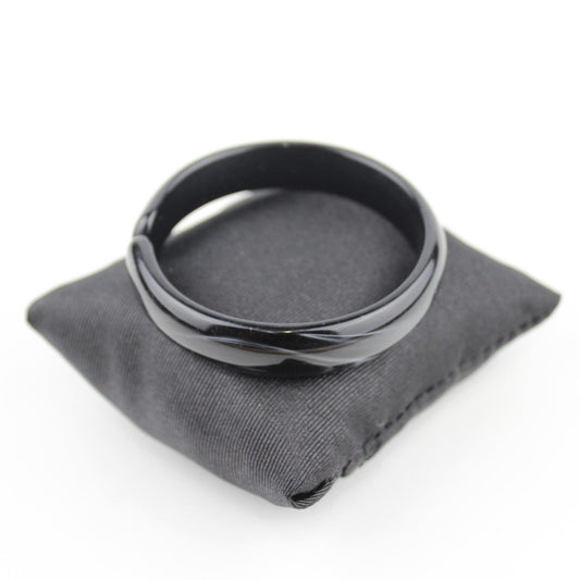Black Glossy Bangle Bracelet Adjustable Gap Minimalist Jewel