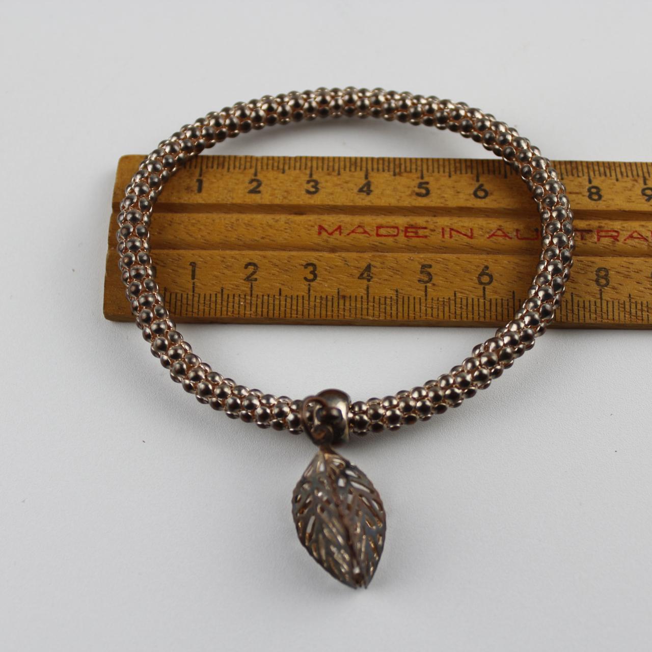 Silver & Rustic Tone Woven Bracelet with Charm - Interconnec