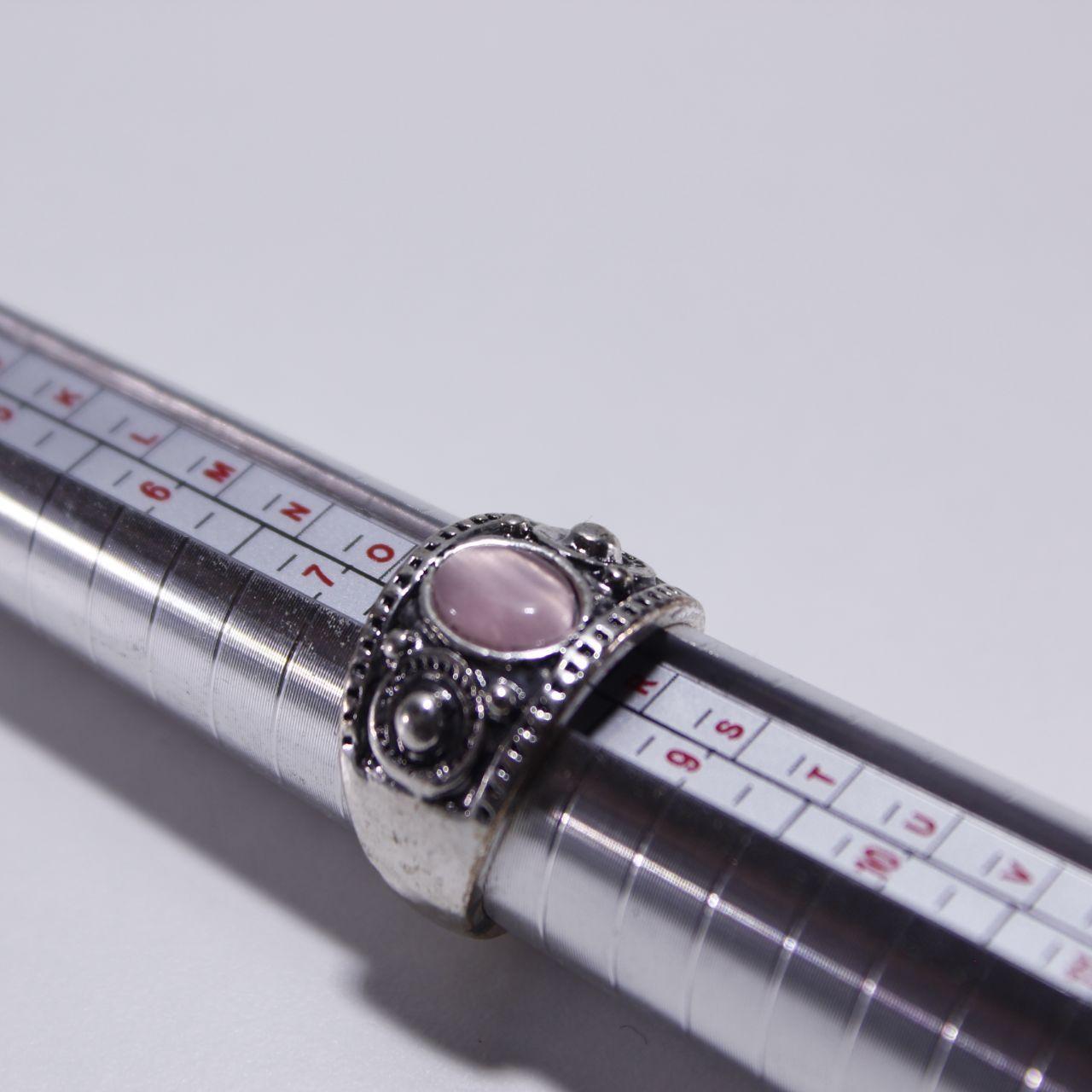 Bohemian Silver Tone Ring Pink Cat Eye Stone Statement Band