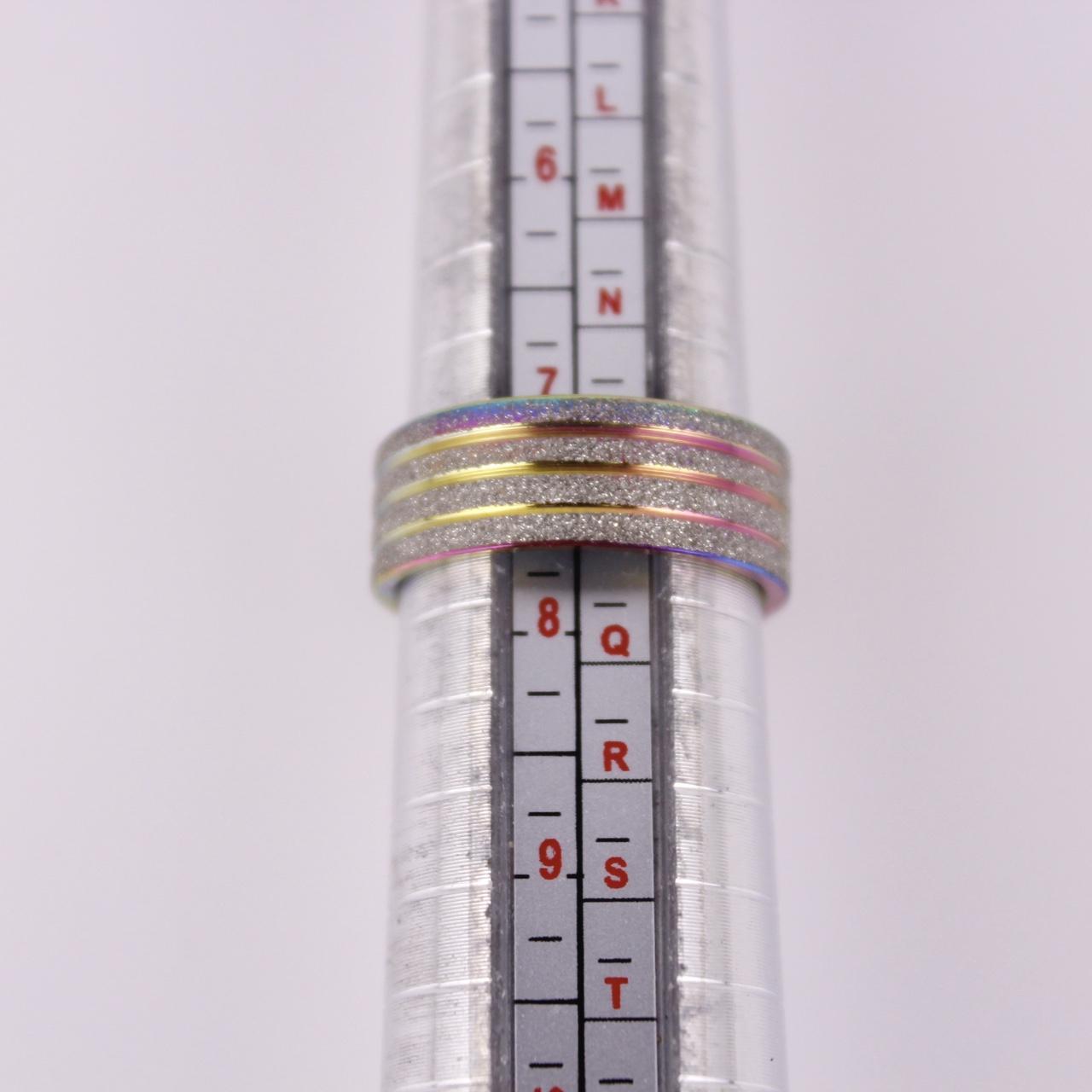 Rainbow Iridescent Ring Band Stainless Steel Titanium Style Anodized Multi Color