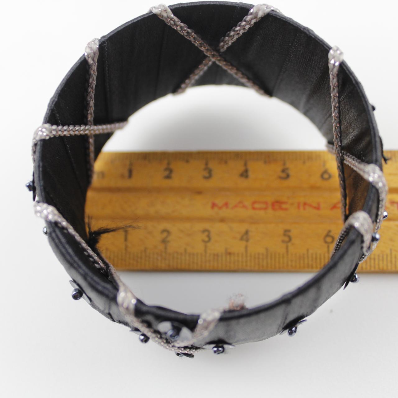 Gothic Black Velvet Cuff Bracelet Chain Detail Statement Jew