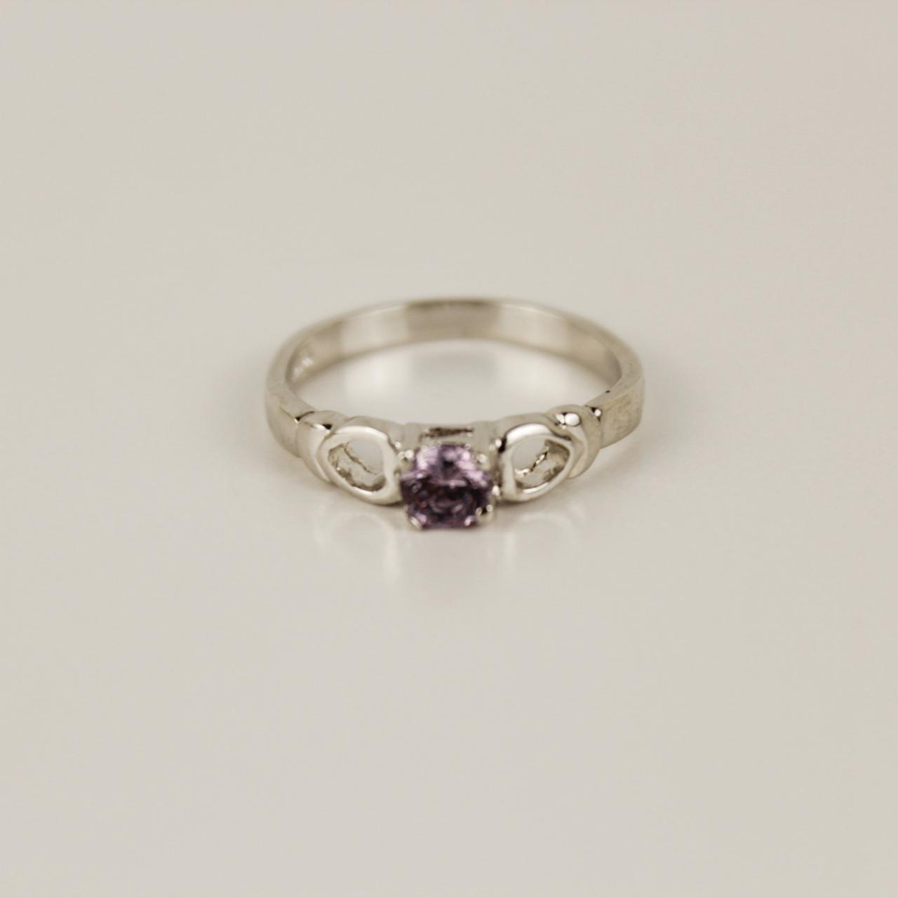 Silver tone Purple Stone Heart Promise Ring Fashion Jewellery