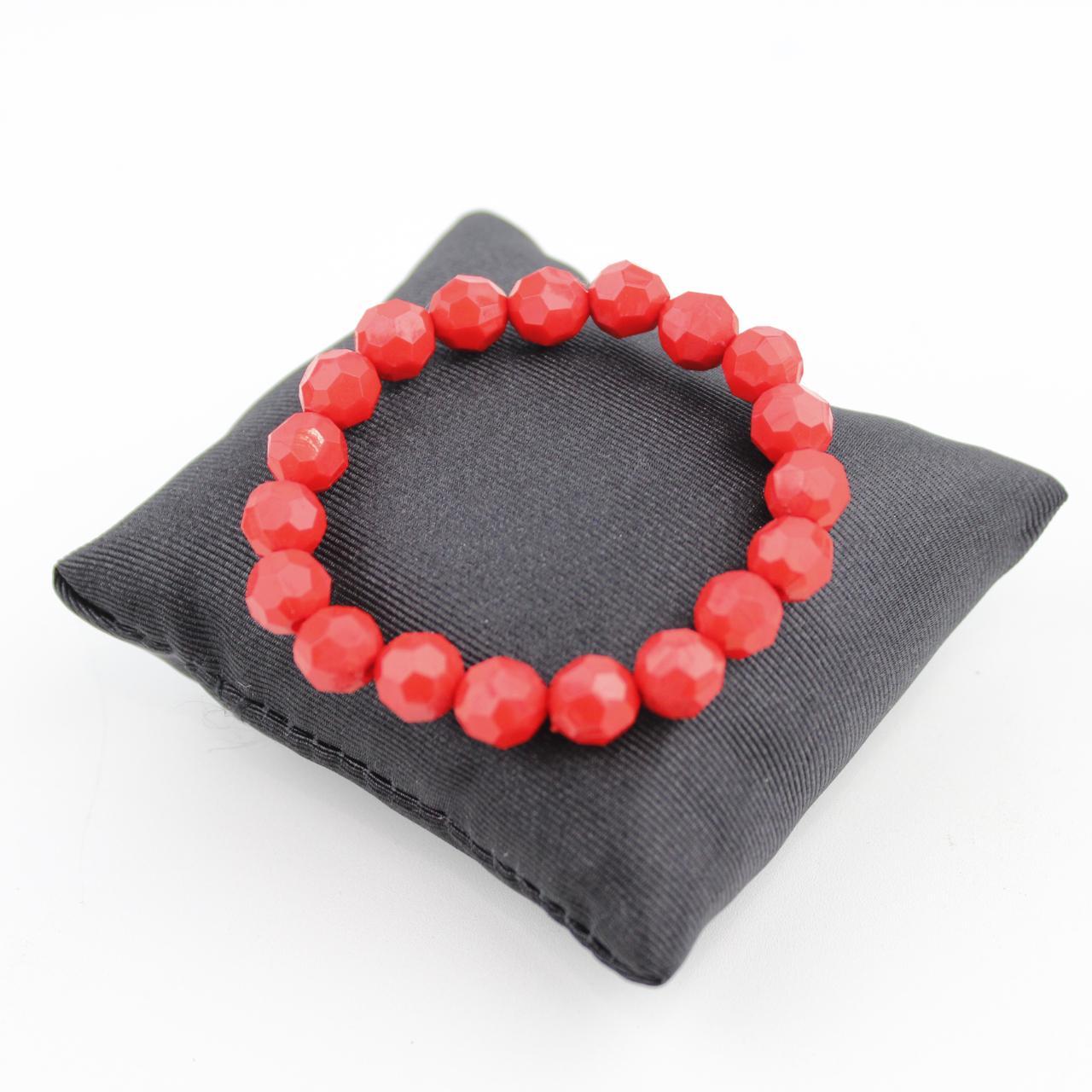 Red Faceted Bead Stretch Bracelet Glass Resin Jewelry Fashio