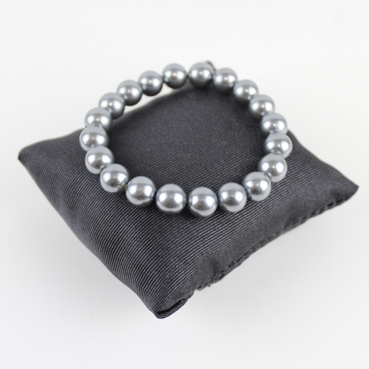 Silver Faux Pearl Bracelet - Elastic - Classic Design - Eleg