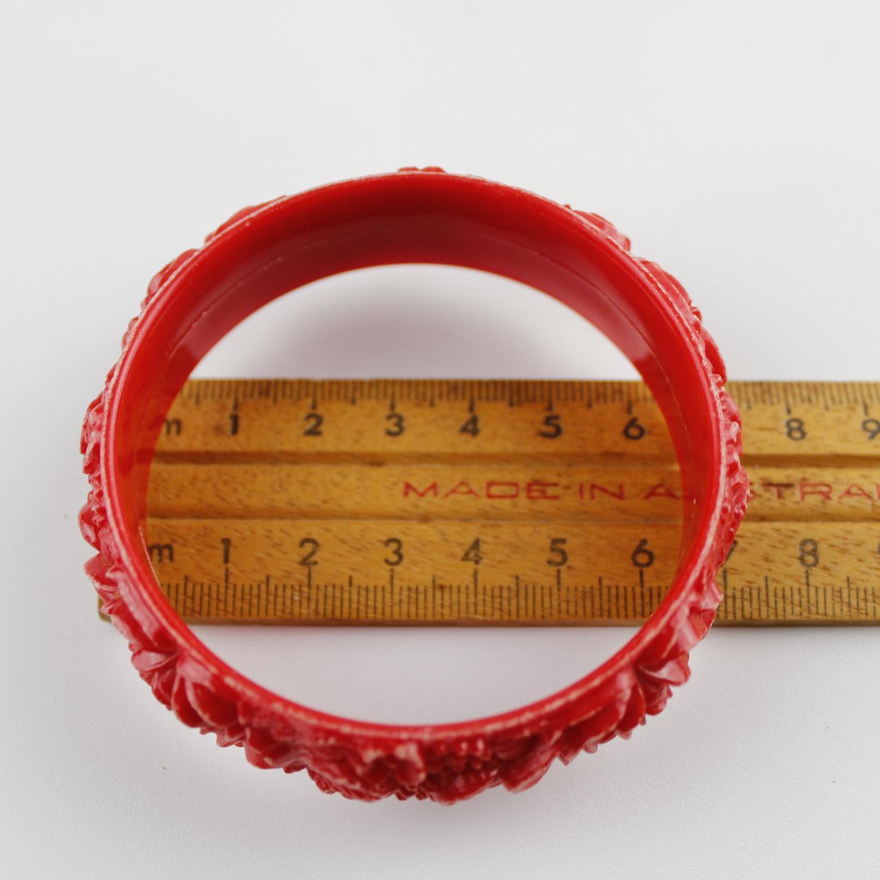 Vintage Red Celluloid Japanese Bangle  Good pre-loved condit