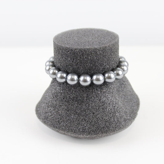 Silver Faux Pearl Bracelet - Elastic - Classic Design - Eleg