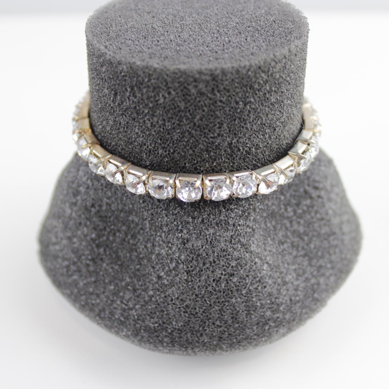 Vintage Crystal Rhinestone Tennis Bracelet - Silver Tone Set