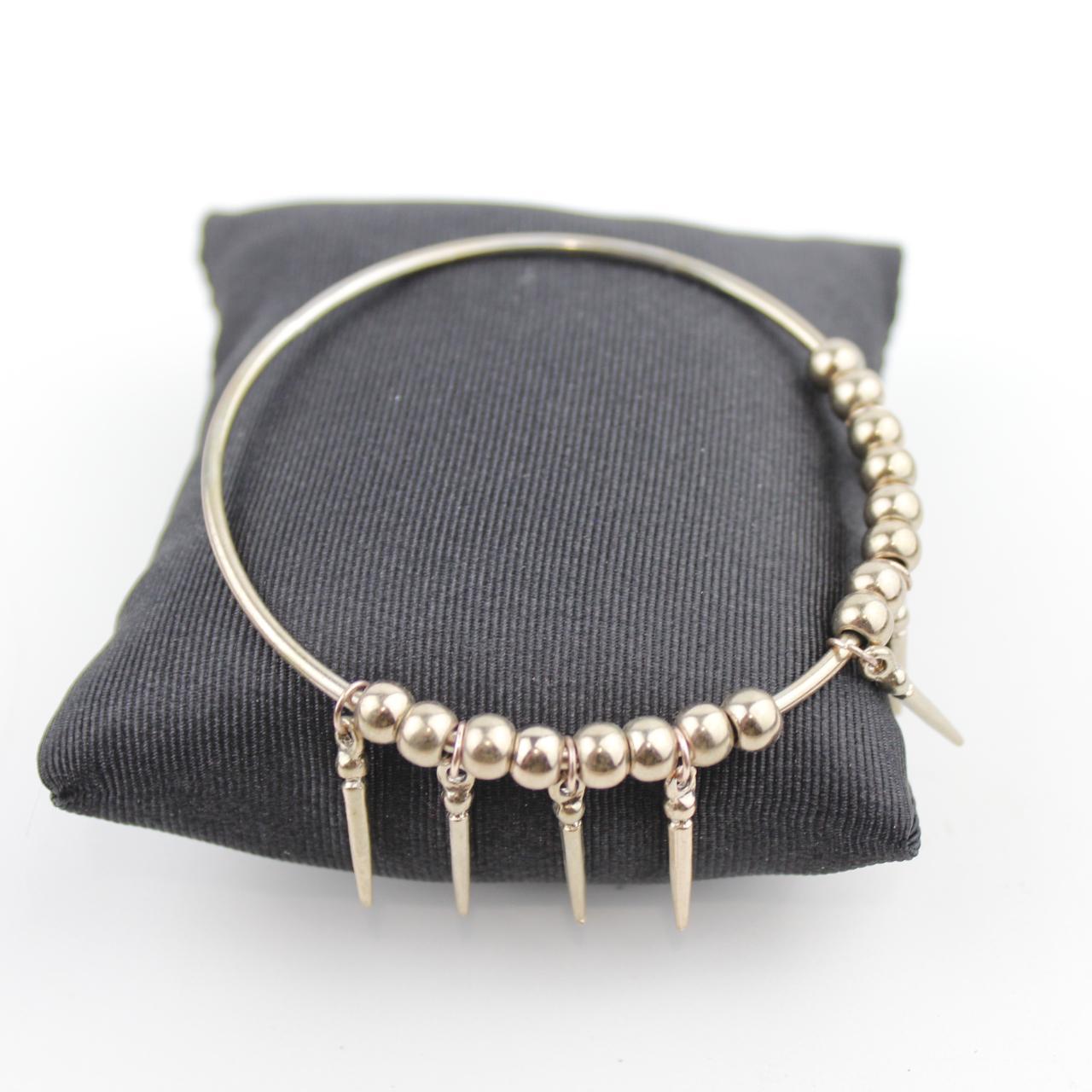 Elegant Gold Beaded Bracelet with Elongated Pendants Fashion