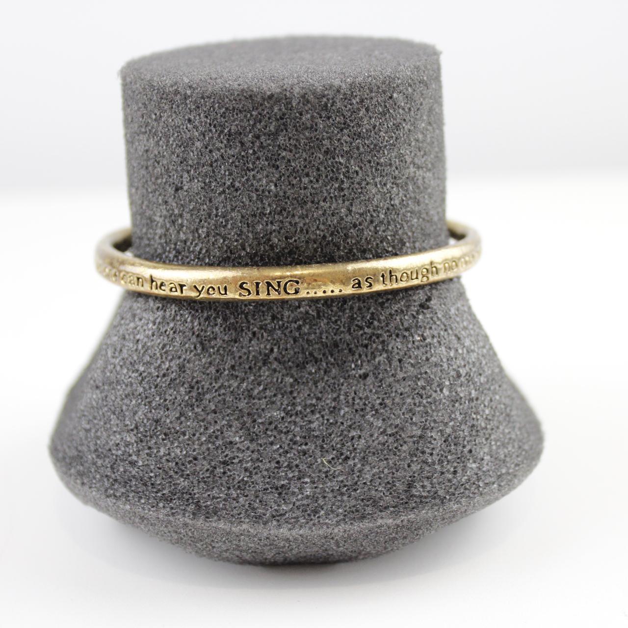Gold Tone Bangle Bracelet with Inscription Quote  Good pre-l