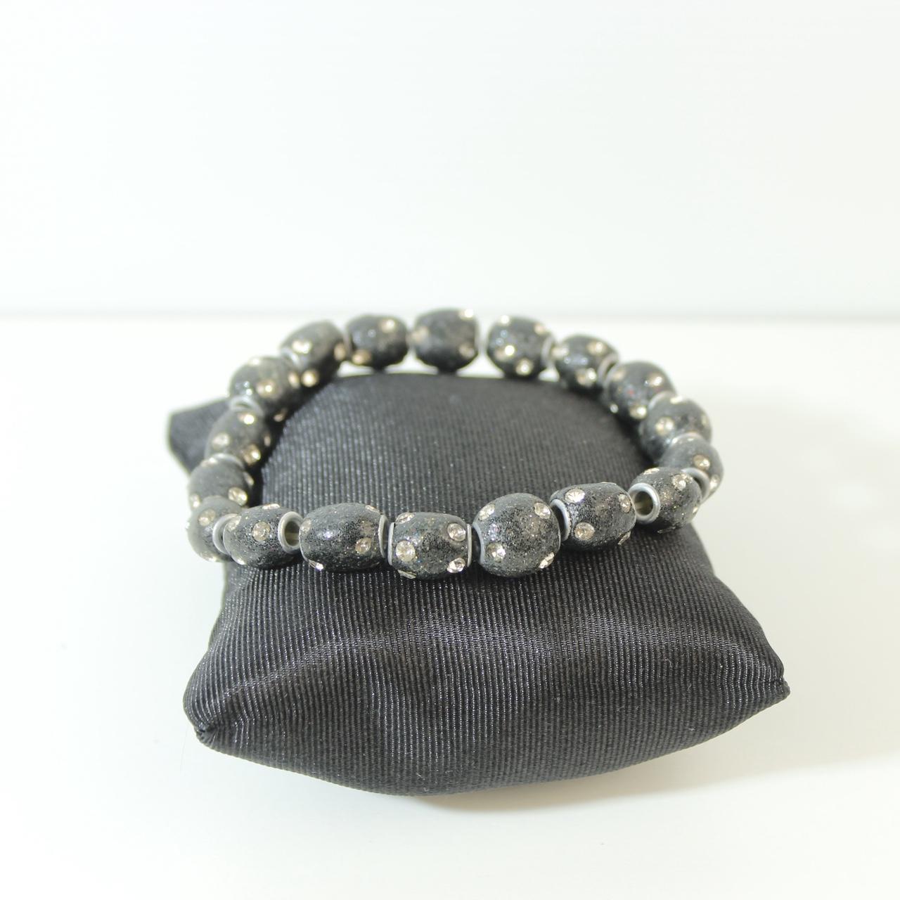 Bead Bracelet Natural Black Stretch Bracelet