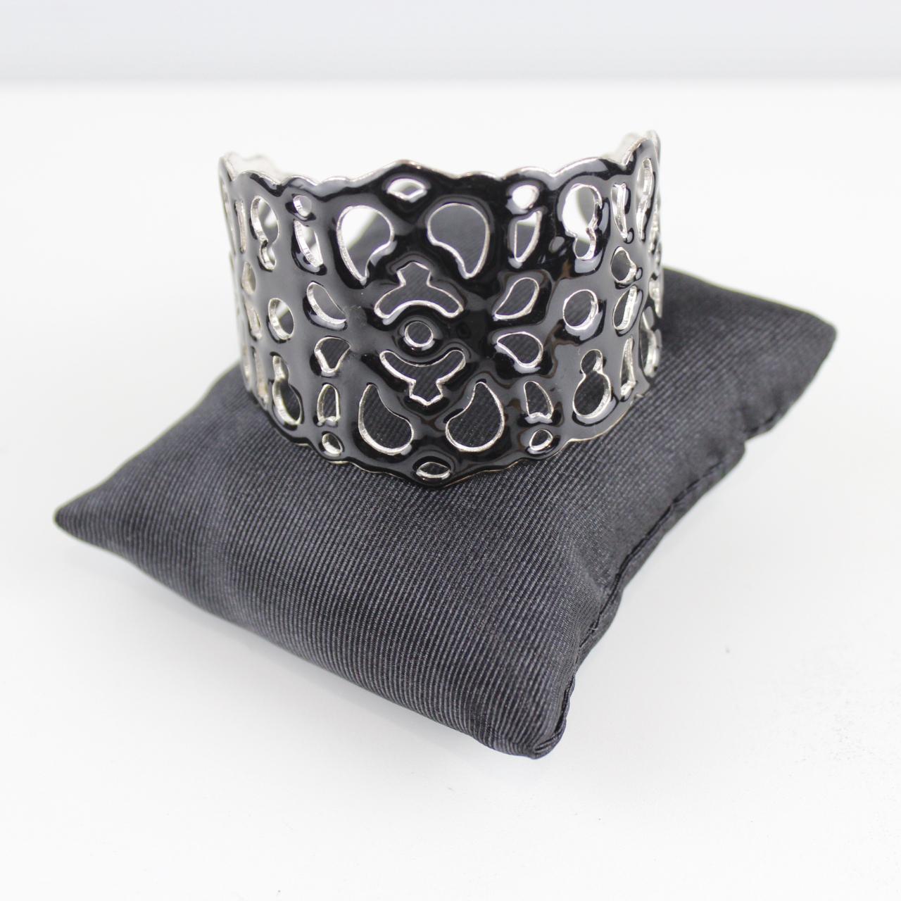 Black Openwork Cuff Bracelet - Unique Cutout Design - Statem
