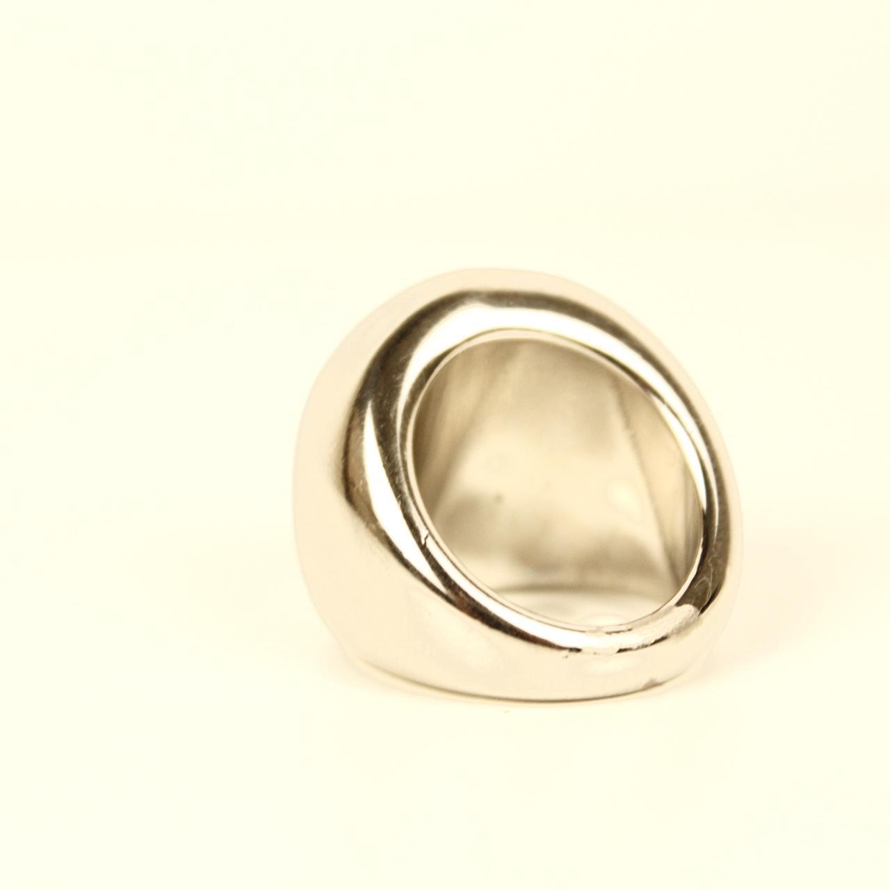 Chunky Silver Tone Dome Ring Size N High Polish Modernist Statement