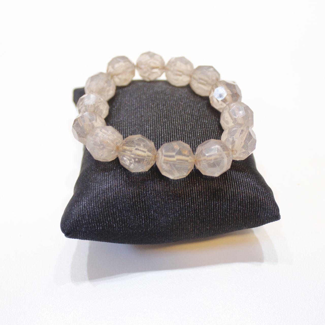 Faceted Clear Bead Stretch Bracelet Crystal Look Chunky Stat