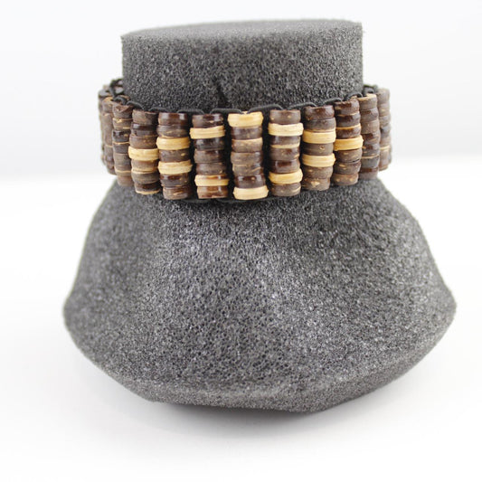 Wood Bead Bracelet Natural Brown Boho Ethnic Jewelry  Good p