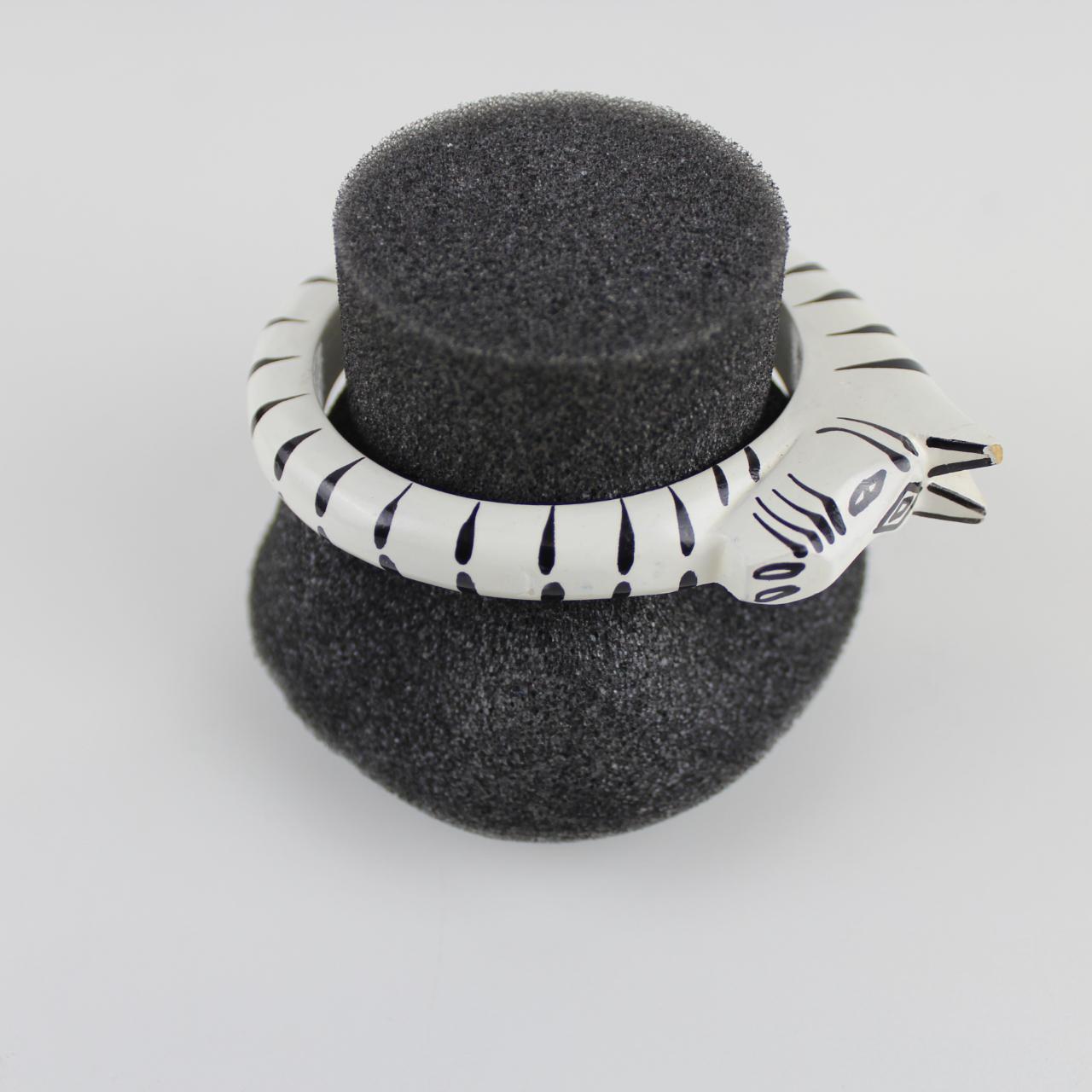 Zebra Head Bangle Bracelet - White and Black - Whimsical Des