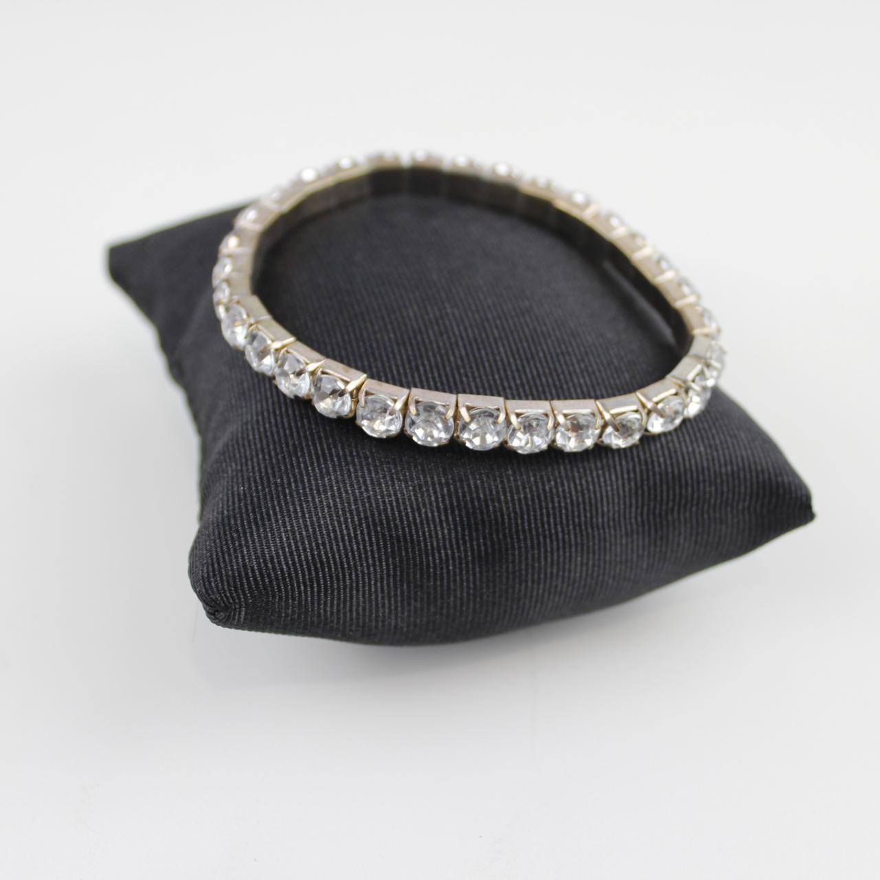 Crystal Stretch Bracelet Silver Tone Rhinestone Fashion Jewe