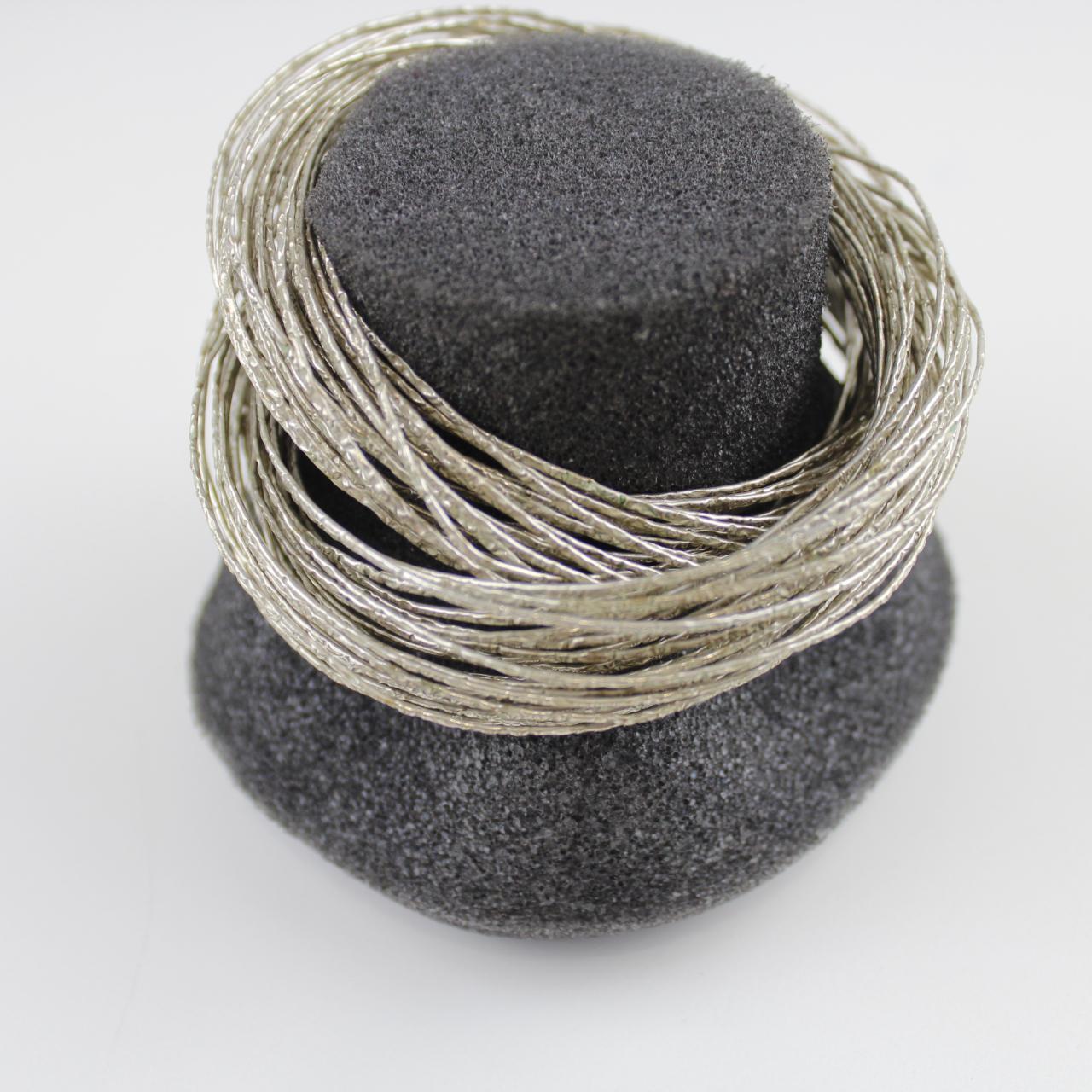 Boho Silver Tone Textured Twisted Multi Bangle Bracelet  Goo