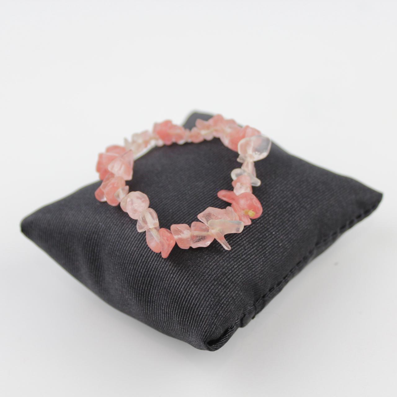 Rose Quartz Bracelet Pink Tumbled Stones Stretch Jewelry  Go