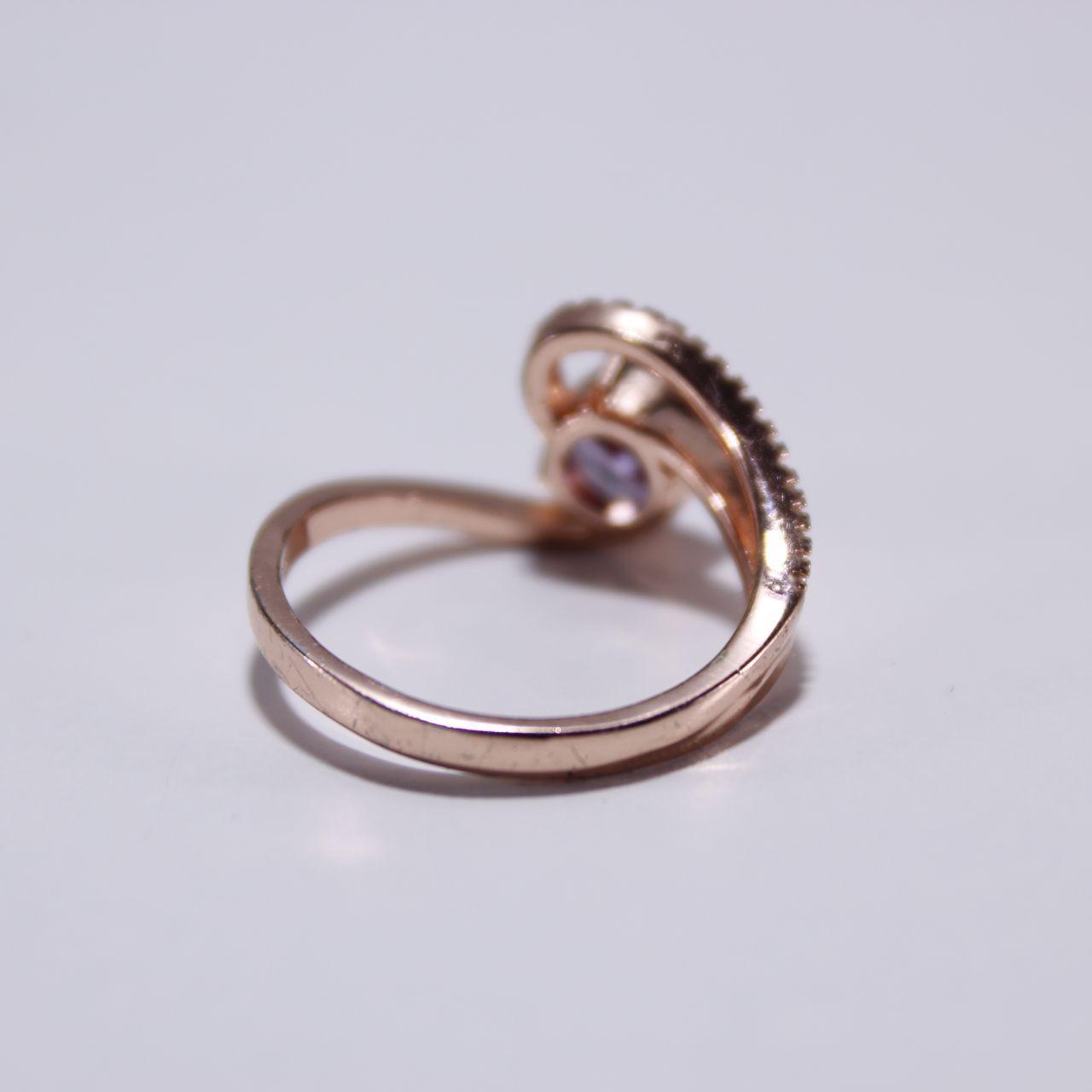 Modern Twist Design Purple Gemstone Ring Rose Gold Statement