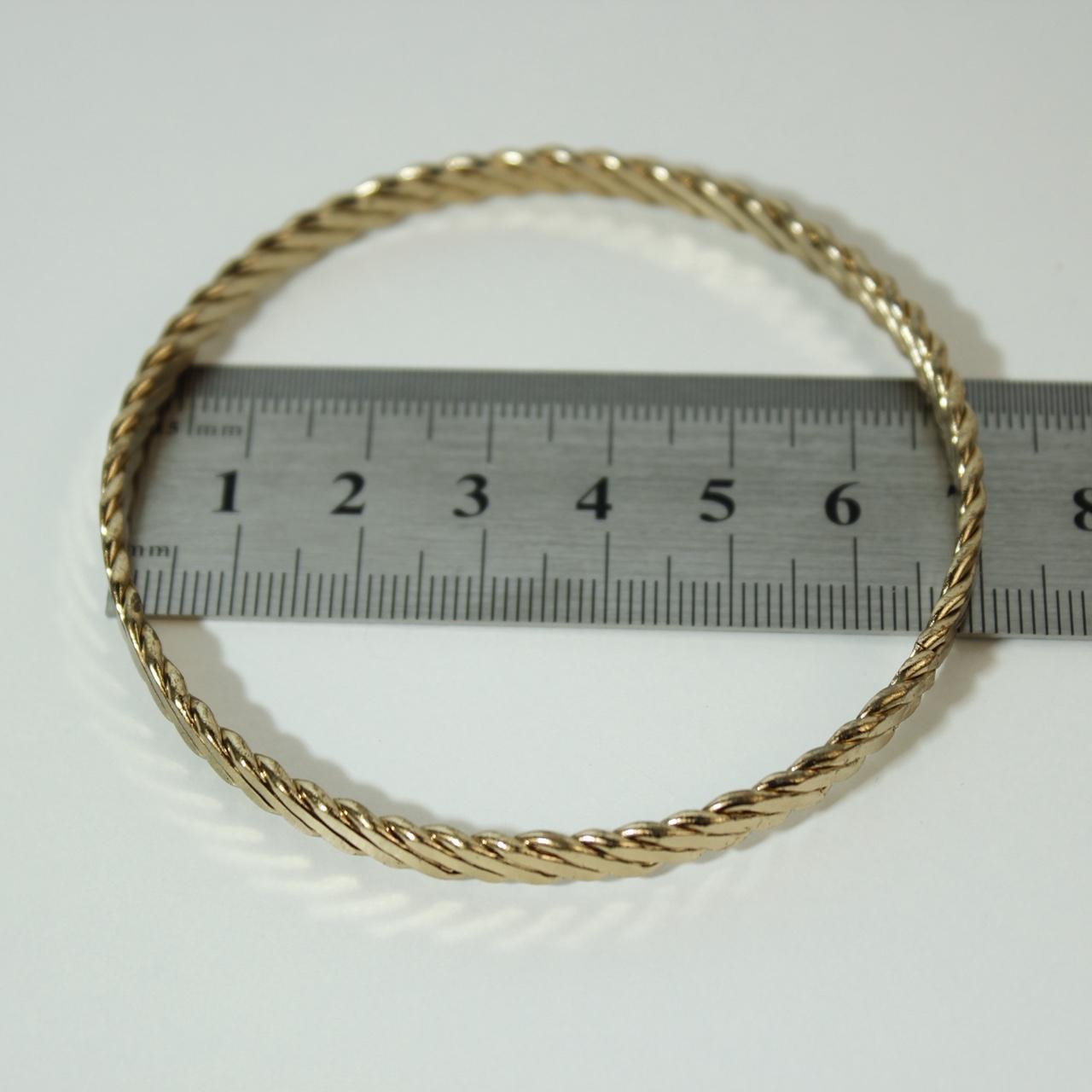 Gold Tone Ribbed Chevron Bangle Bracelet Textured Solid Stackable