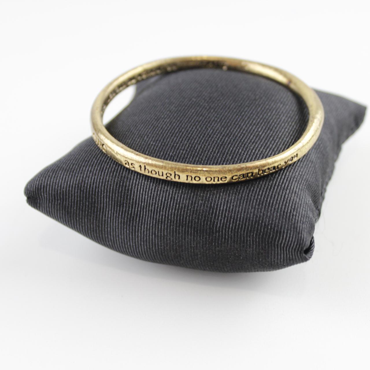 Gold Tone Bangle Bracelet with Inscription Quote  Good pre-l