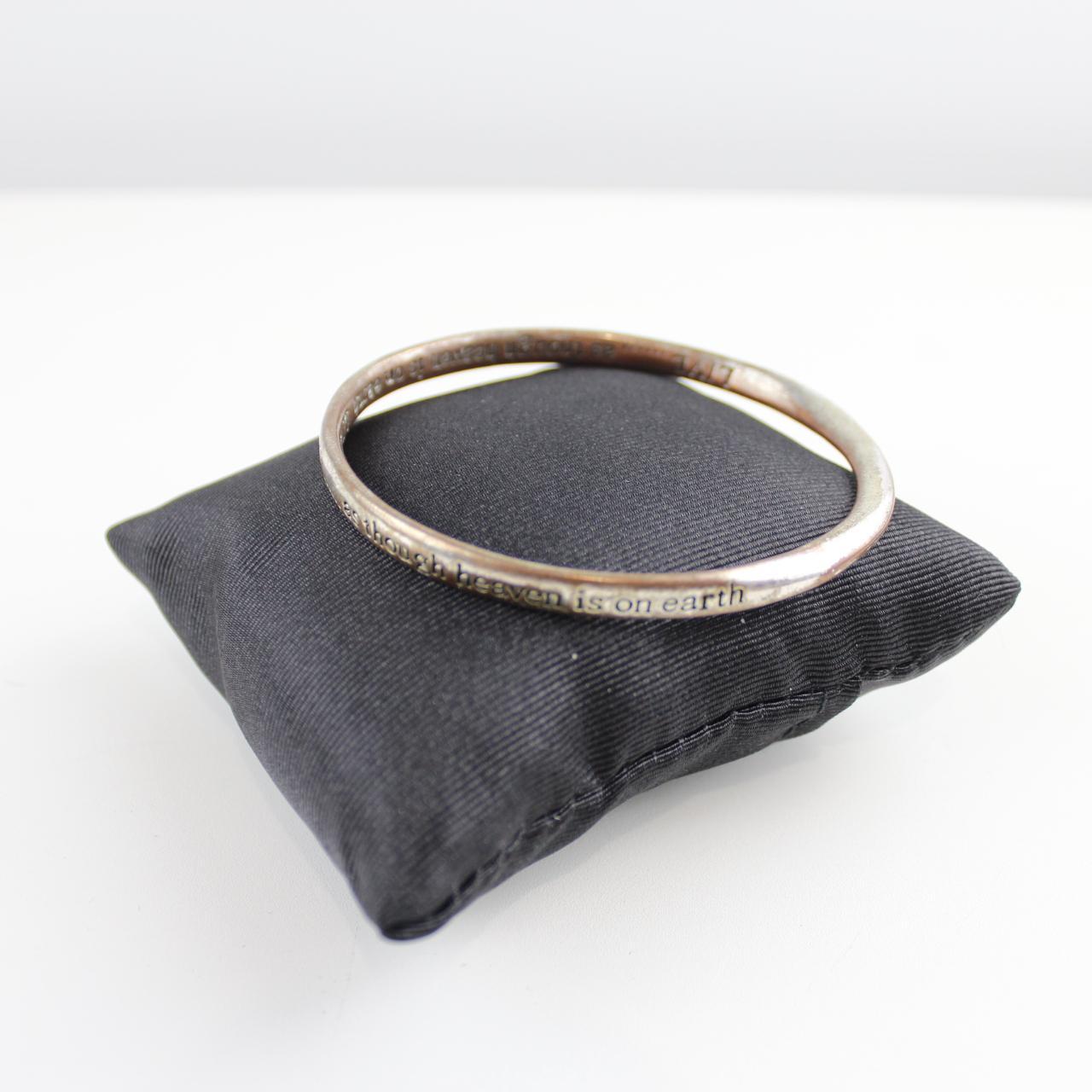 Inspirational Silver Tone Bangle Bracelet Engraved Quote Jew