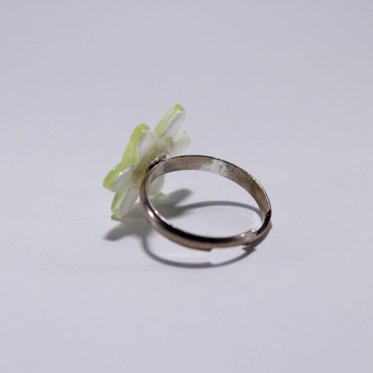 Light Green Cute Flower Ring Adjustable Band Novelty Fun