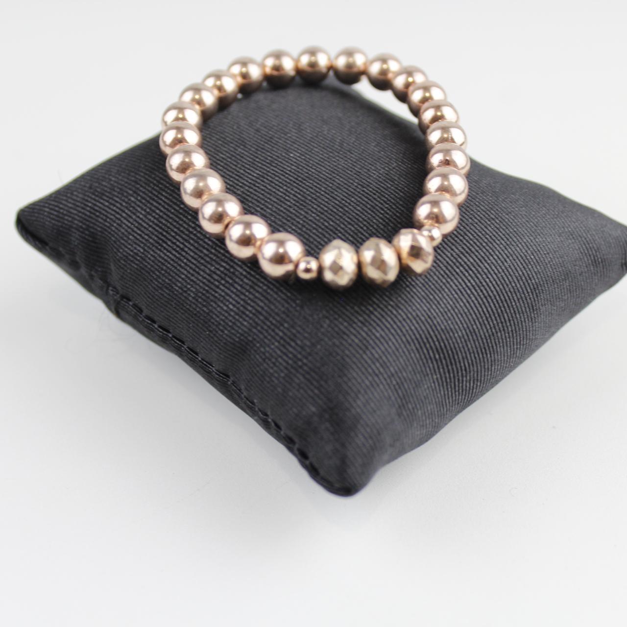 Rose Gold Tone Beaded Stretch Bracelet Round Bead Fashion Je