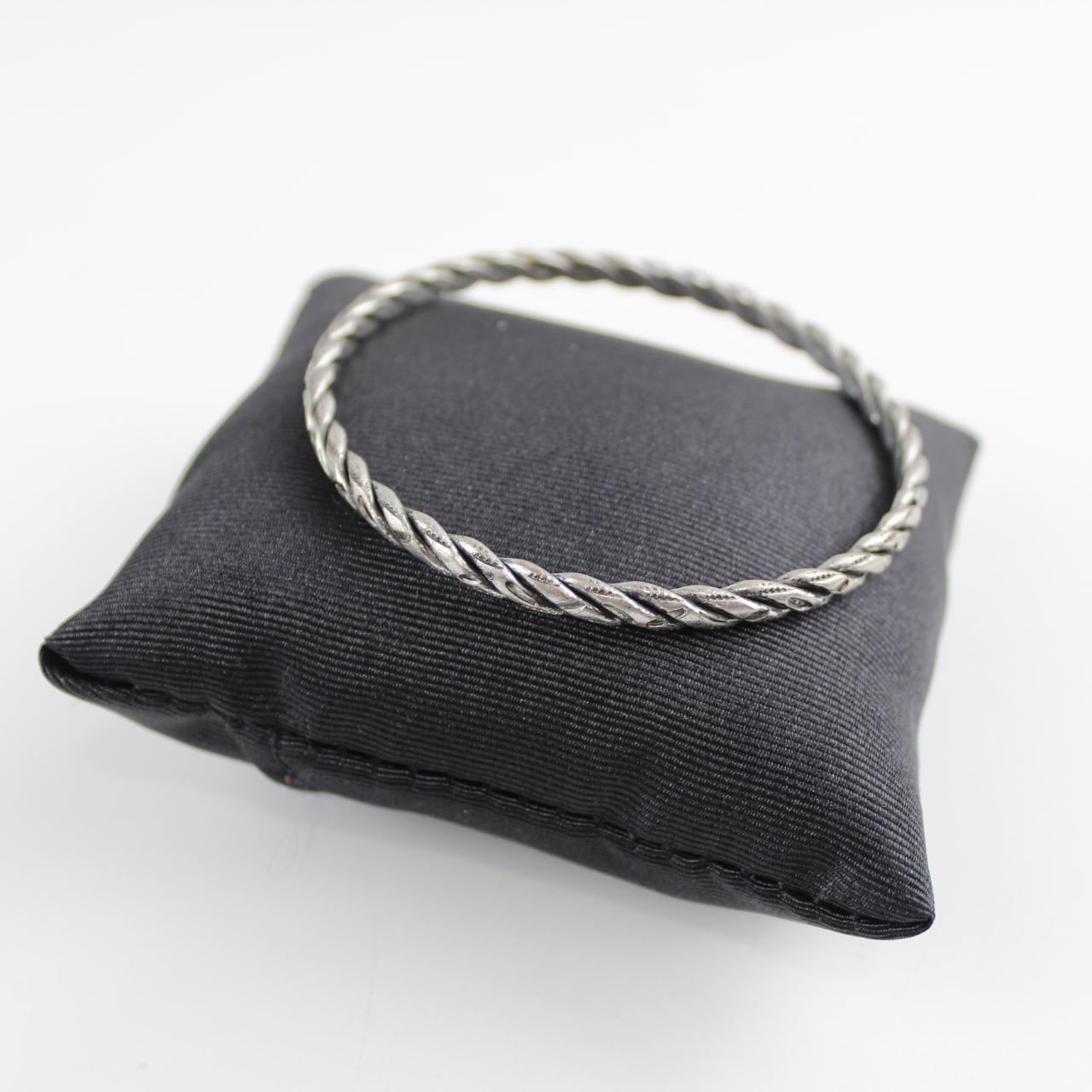 Silver Tone Bangle Bracelet Twisted Rope Design Casual Jewel
