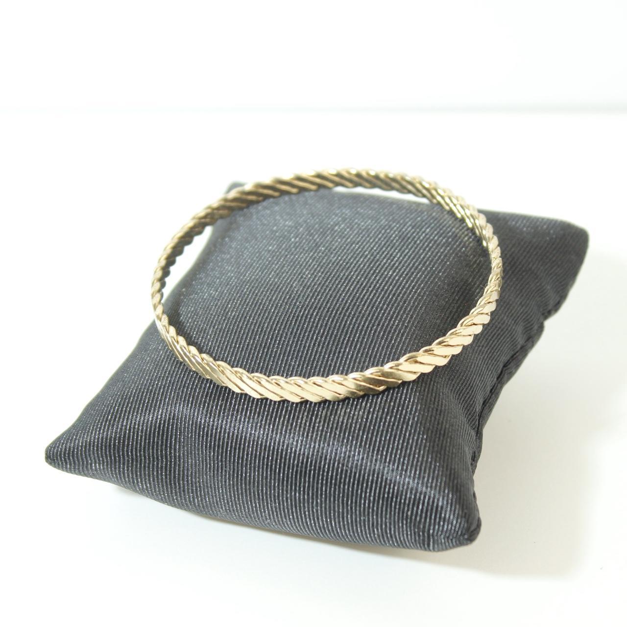 Gold Tone Ribbed Chevron Bangle Bracelet Textured Solid Stackable