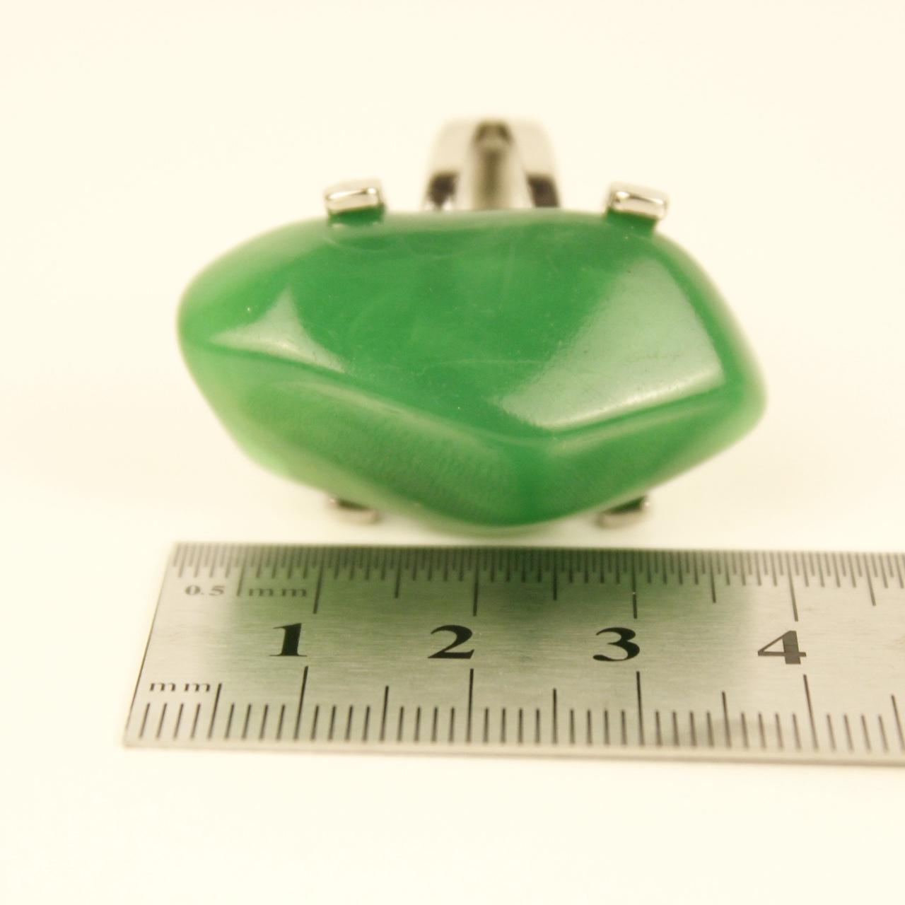Vintage Green Ring Silver Tone Split Shank Cocktail Jewellery Size R  Deadstock.