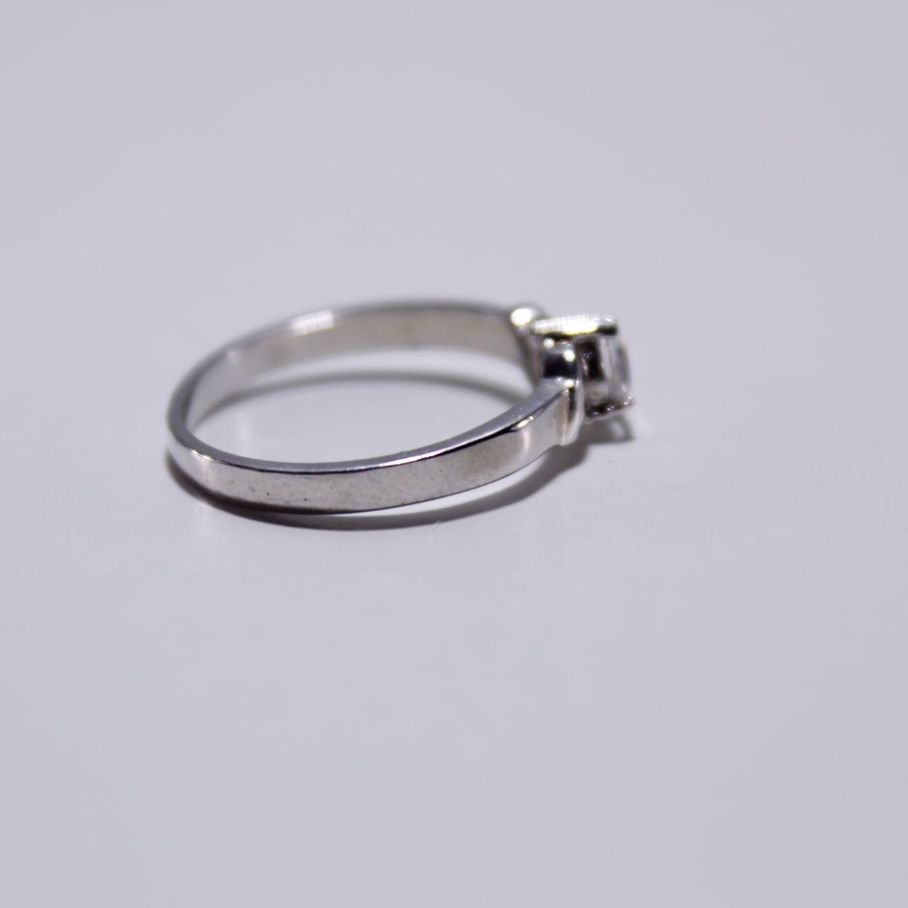 Silver Tone Solitaire Ring Round Colour Stone Minimalist