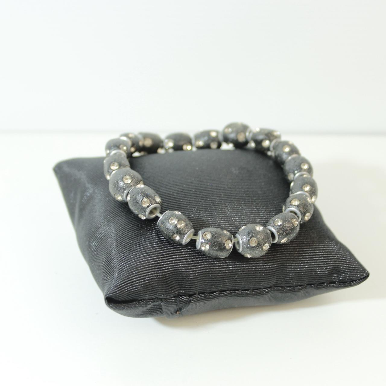 Bead Bracelet Natural Black Stretch Bracelet