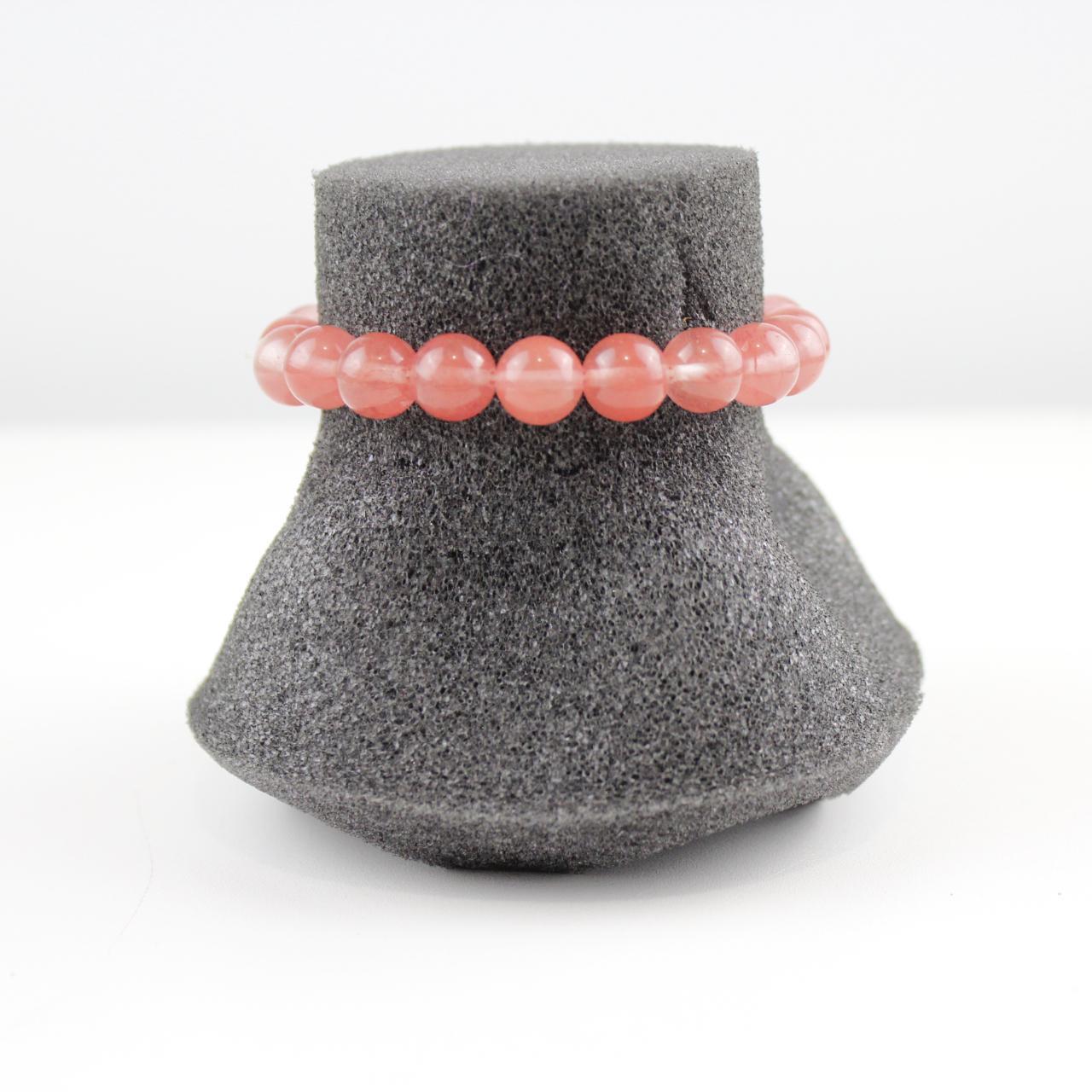 Charming Rose Quartz Stretch Bead Bracelet - Soft Pink Heali