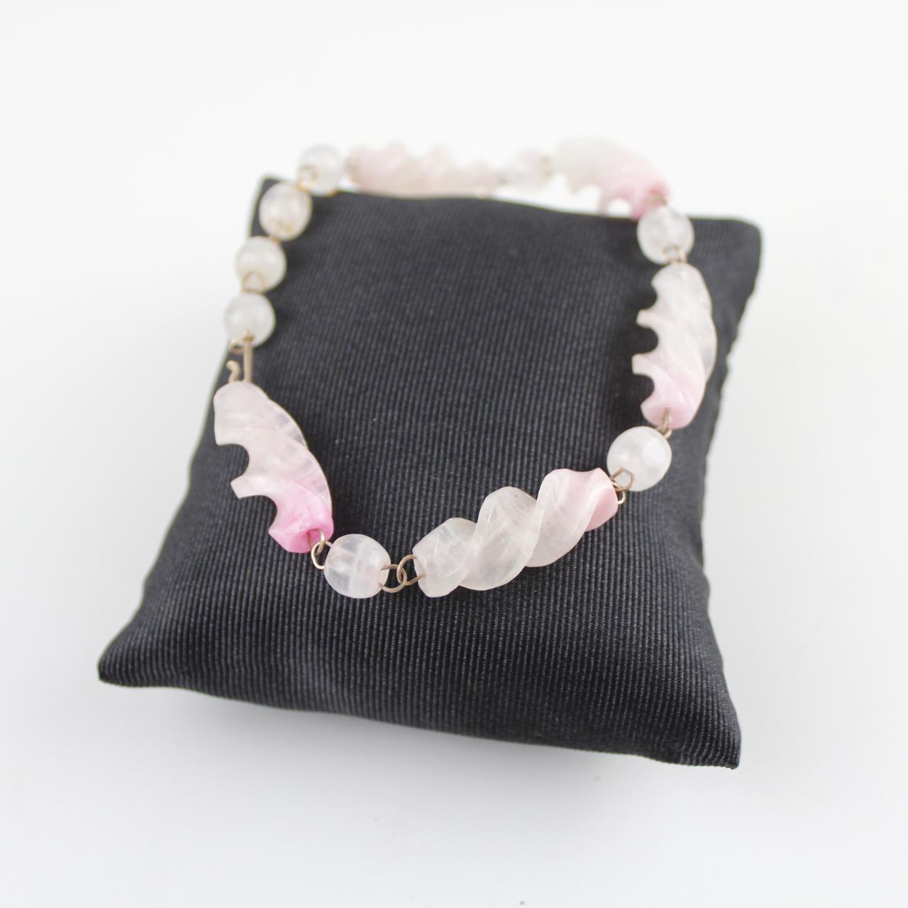 Pink & White Stone Beaded Bracelet Fashion Jewelry  Fair pre