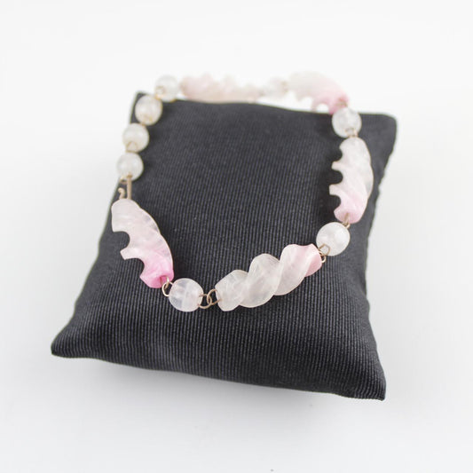 Pink & White Stone Beaded Bracelet Fashion Jewelry  Fair pre
